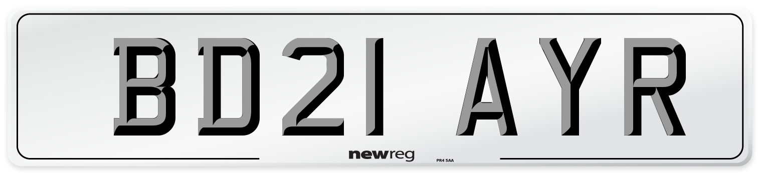 BD21 AYR Number Plate from New Reg